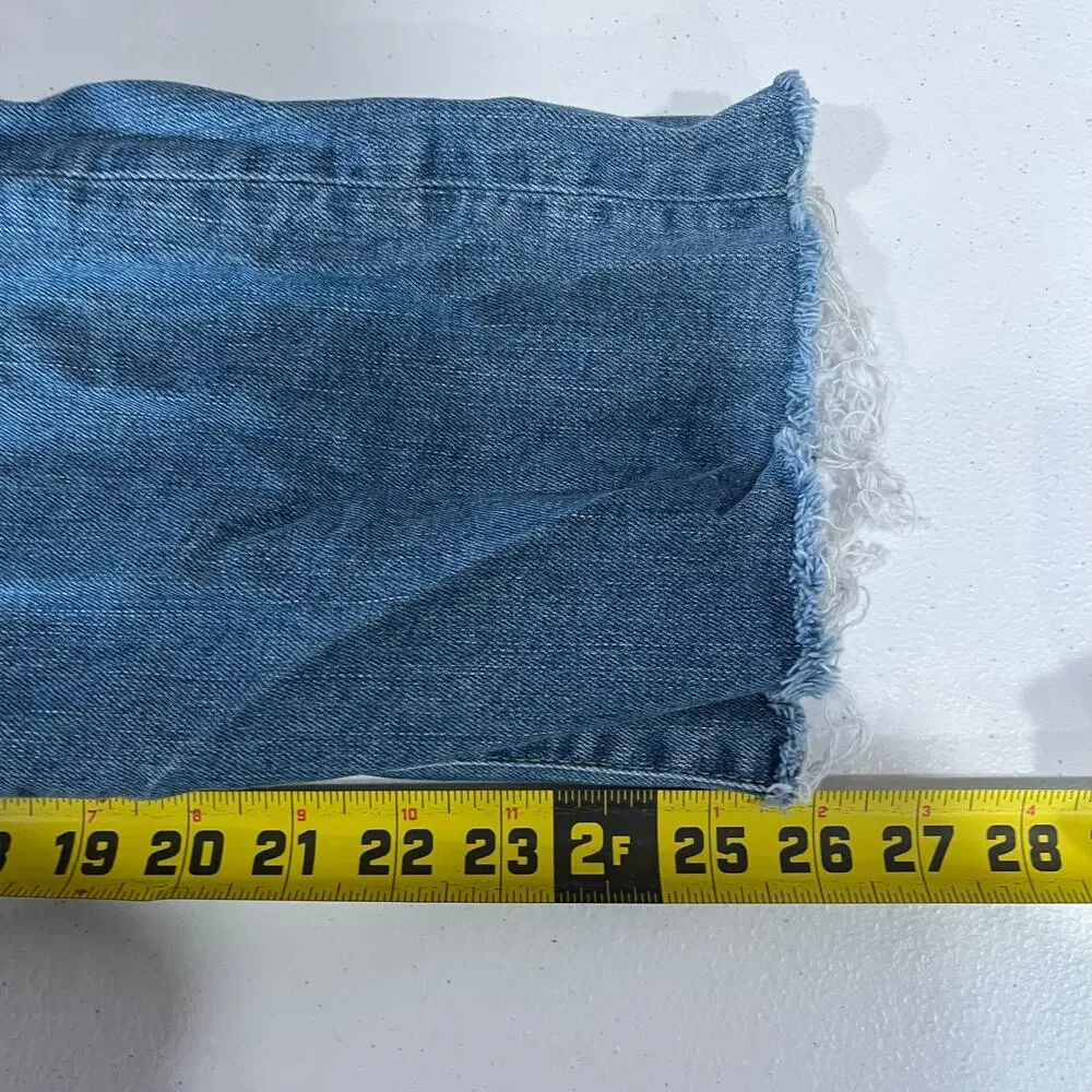 Frame Le Super High Crop Mini Boot Cut Jeans Womens Size 26 Raw Hem Medium Wash